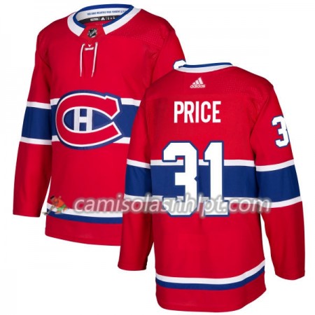 Camisola Montreal Canadiens Carey Price 31 Adidas 2017-2018 Vermelho Authentic - Homem